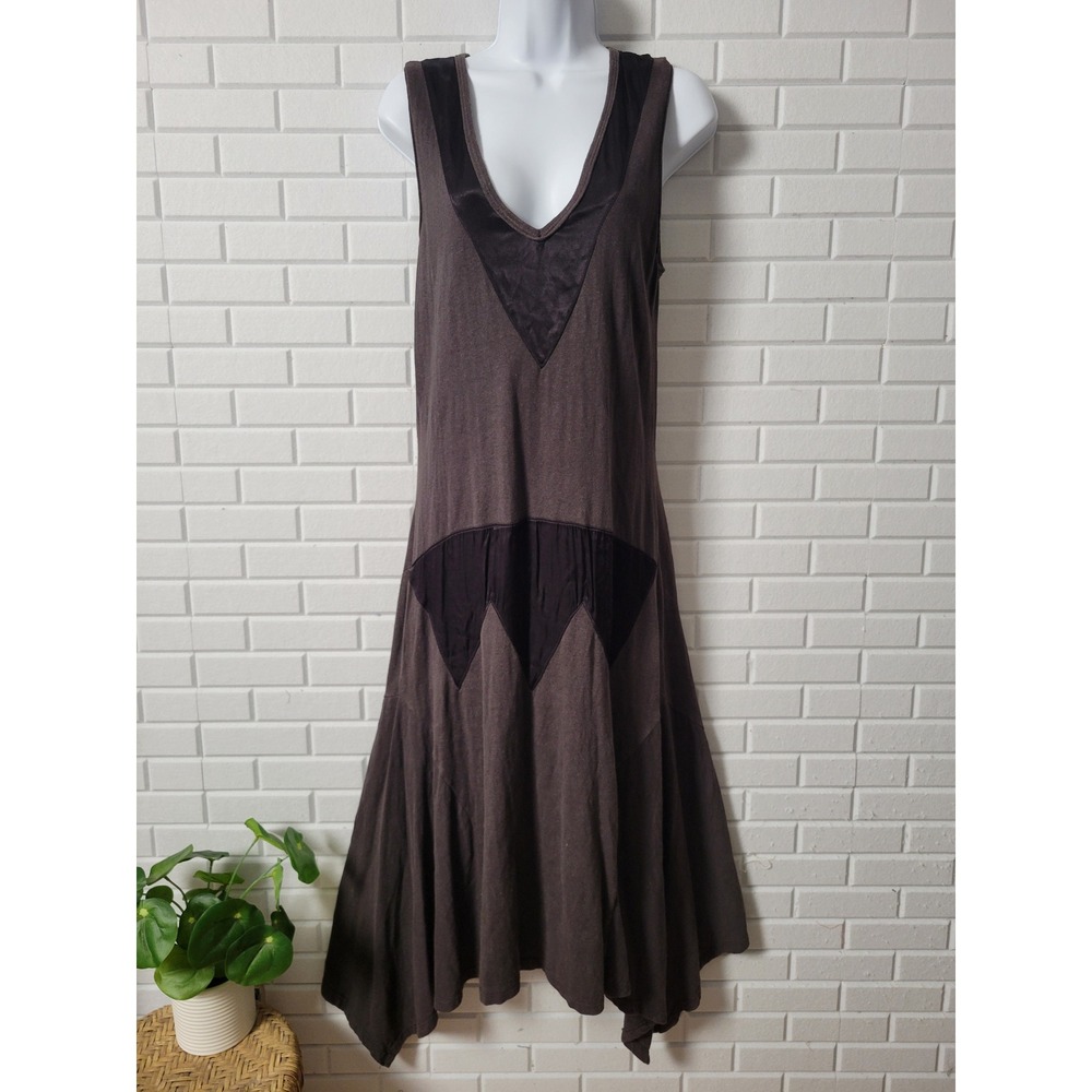 Prairie Underground Dress Sz M Black Hemp Silk Blend 1930s Revival Artsy - Picture 6 of 11